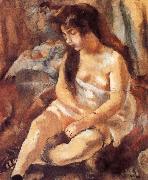 Jules Pascin Seated portrait of maiden oil painting on canvas